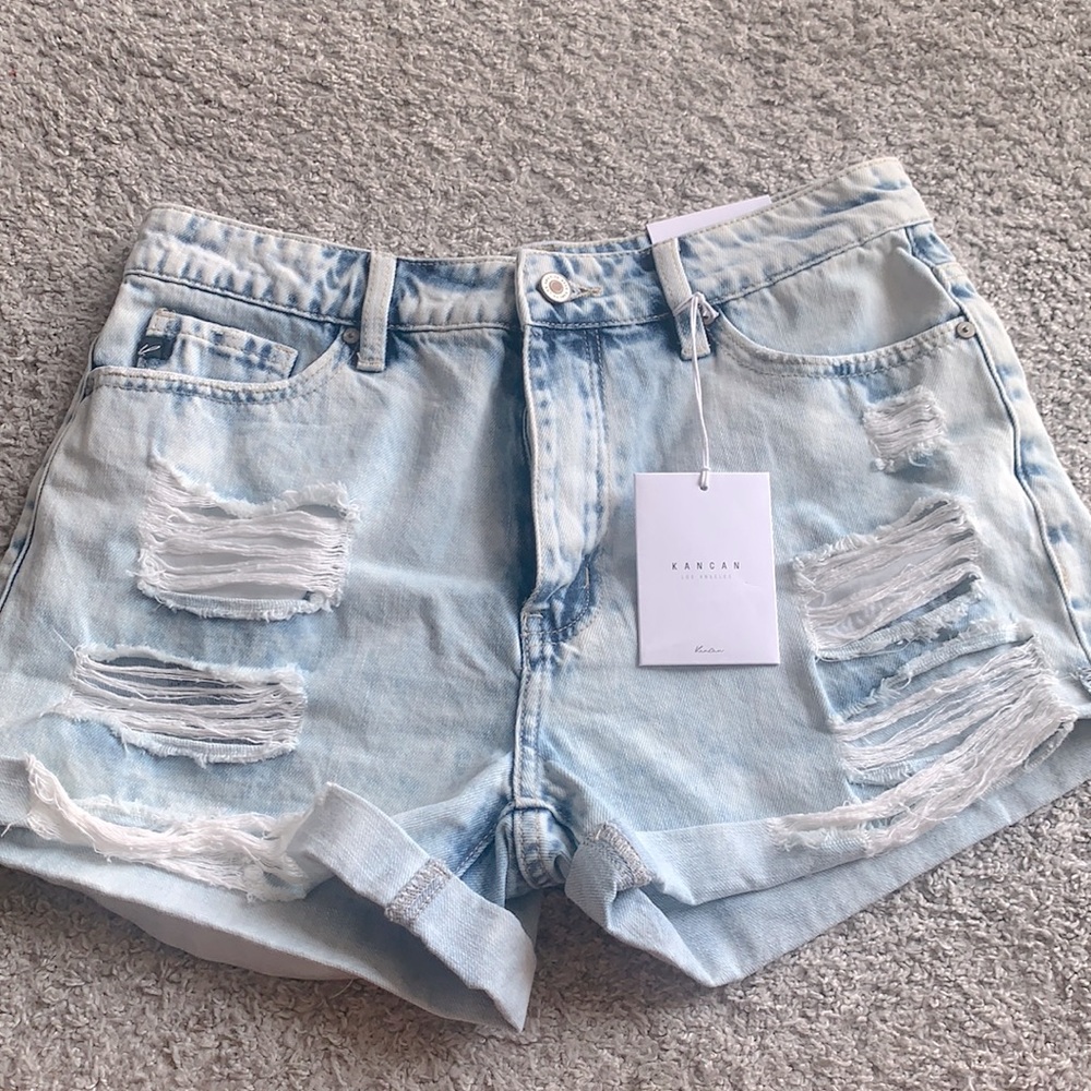 High Rise Ripped Shorts by KanCan